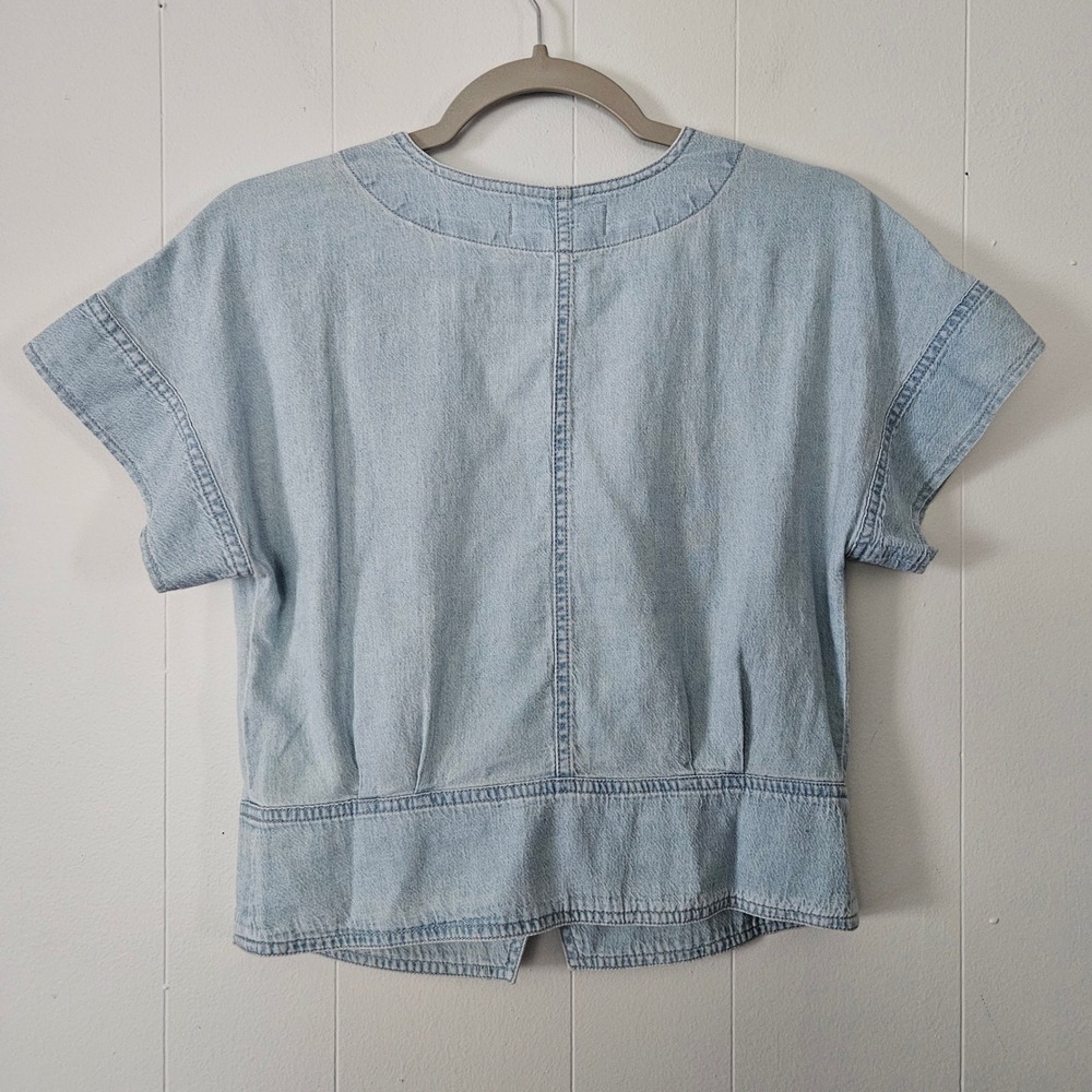 Madewell Light Wash Chambray Button Front Top - Picture 3 of 9
